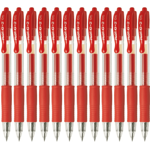 Pilot G2 Retractable Gel Ink Pen Extra Fine 0.5mm Red Box 12 622508 (Box 12) - SuperOffice