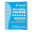 Pilot Parallel Pen Ink Cartridge Turqoise Pack 6 616113 - SuperOffice