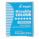 Pilot Parallel Pen Ink Cartridge Turqoise Pack 6 616113 - SuperOffice