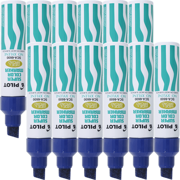 Pilot SCA-6600 Jumbo Marker Chisel Broad Thich Tip Nib 10mm Blue Box 12 619202 (Box 12) - SuperOffice