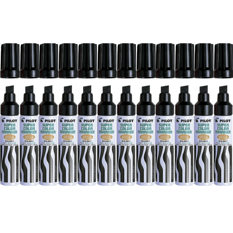 Pilot SCA-6600 Jumbo Marker Chisel Broad Thick Tip Nib 10mm Black Box 12 619201 (Box 12) - SuperOffice