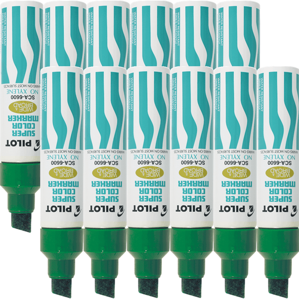 Pilot SCA-6600 Jumbo Marker Chisel Broad Thick Tip Nib 10mm Green Box 12 619204 (Box 12) - SuperOffice
