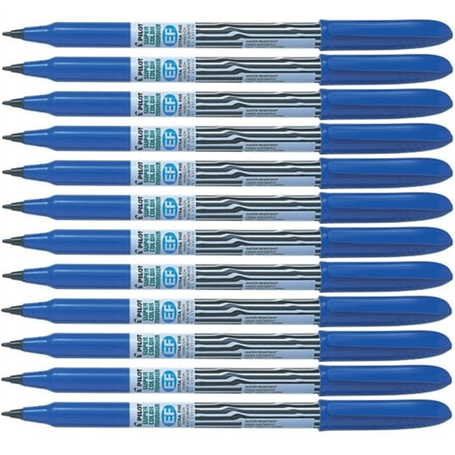 Pilot Scan-EF Super Colour Permanent Marker Bullet Extra Fine 2.0Mm Blue Box 12 603602 - SuperOffice