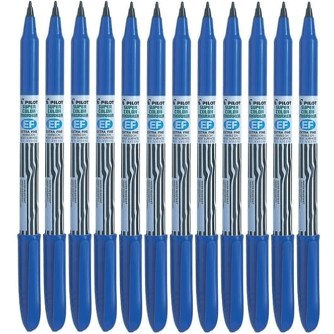 Pilot Scan-EF Super Colour Permanent Marker Bullet Extra Fine 2.0Mm Blue Box 12 603602 - SuperOffice
