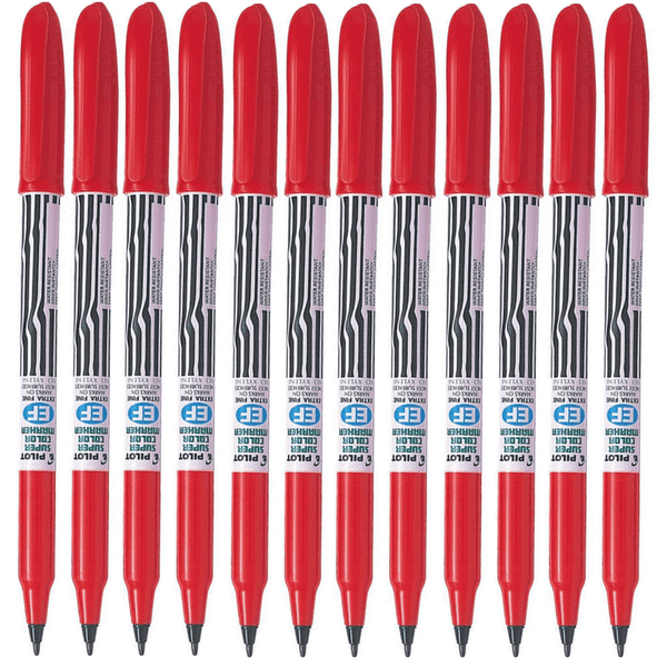 Pilot Scan-Ef Super Colour Permanent Marker Bullet Extra Fine 2.0Mm Red Box 12 603603 - SuperOffice