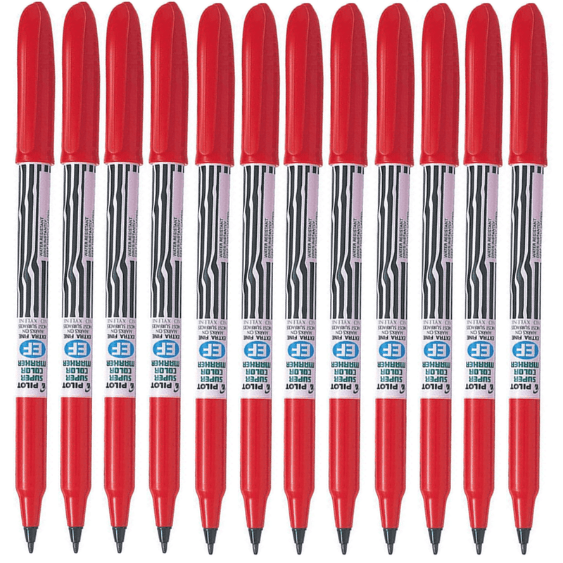 Pilot Scan-Ef Super Colour Permanent Marker Bullet Extra Fine 2.0Mm Red Box 12 603603 - SuperOffice