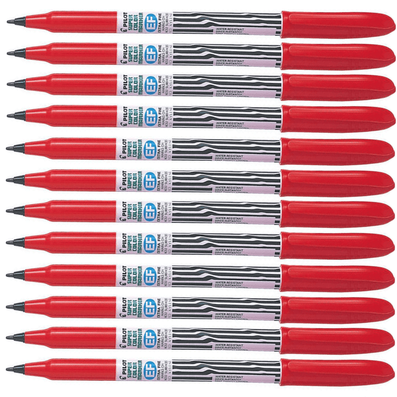Pilot Scan-Ef Super Colour Permanent Marker Bullet Extra Fine 2.0Mm Red Box 12 603603 - SuperOffice