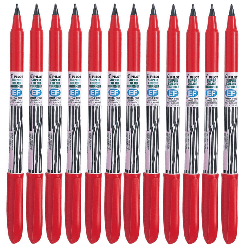 Pilot Scan-Ef Super Colour Permanent Marker Bullet Extra Fine 2.0Mm Red Box 12 603603 - SuperOffice