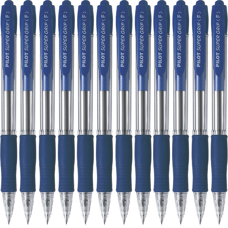 Pilot Super Grip Retractable Ballpoint Pen Fine 0.7mm Blue BPGP-10R-F-L Box 12 BPGP10RFL/623131 (Box 12) - SuperOffice