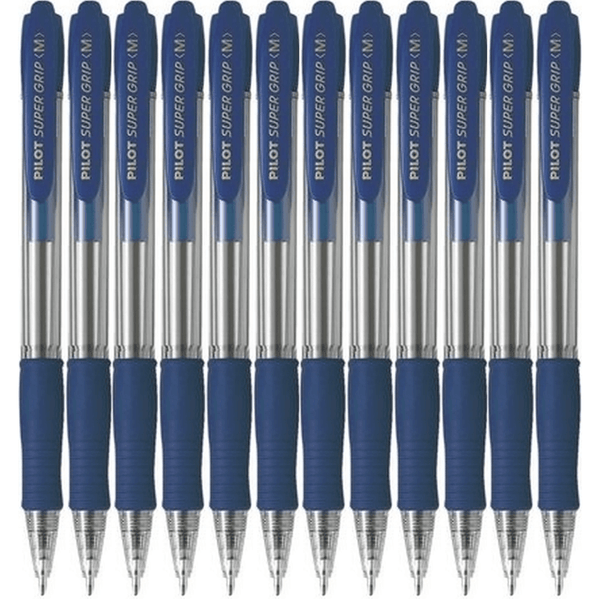 Pilot Super Grip Retractable Ballpoint Pen Medium 1.0mm Blue Box 12 BPGP10RML (Blue Med Box 12) - SuperOffice