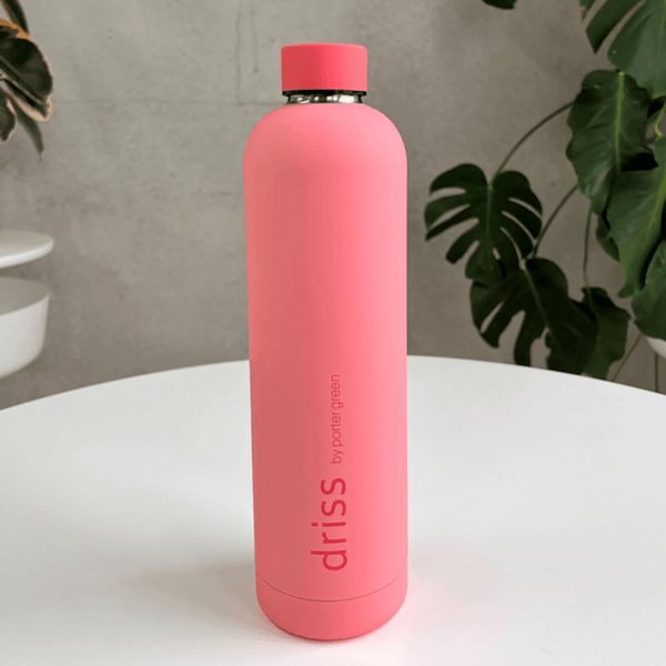 Porter Green Driss Water Bottle Double Wall Insulated Hot/Cold Stainless Steel 1L Kobe Pink ND015 (Pink) - SuperOffice