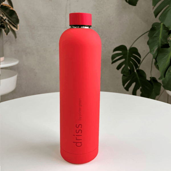 Porter Green Driss Water Bottle Double Wall Insulated Hot/Cold Stainless Steel 1L Sakai Red ND016 (Red Sakai) - SuperOffice