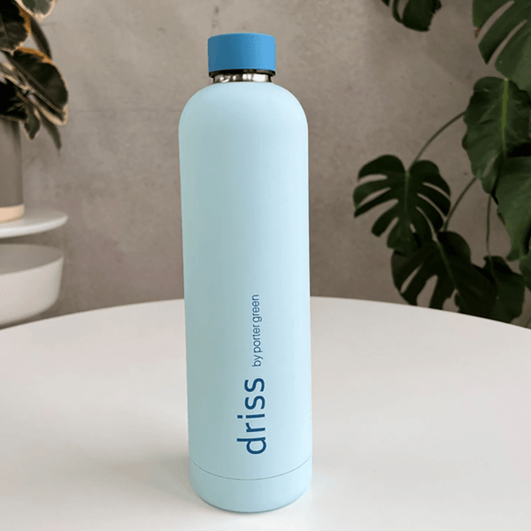 Porter Green Driss Water Bottle Double Wall Insulated Hot/Cold Stainless Steel 1L Vancouver Blue ND018 (Blue) - SuperOffice