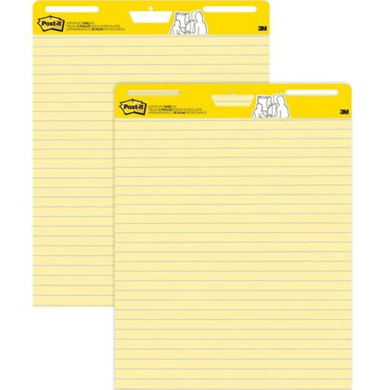Post-It 561 Easel Pad Ruled Lines Yellow 635x775mm 30 Sheets 2 Pack 70005239440 (2 Pack) - SuperOffice