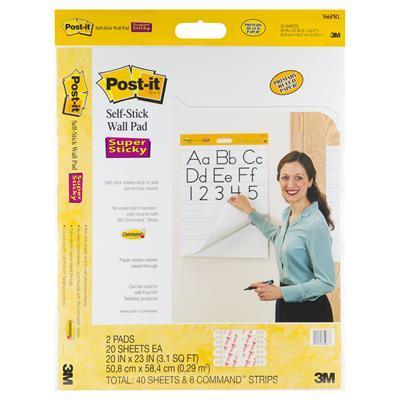 Post-It 566 Primary Ruled Self Stick Wall Pad 508 X 584Mm 566PRL - SuperOffice