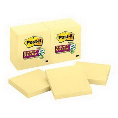 Post-It 654-12Sscy Super Sticky Notes 76 X 76Mm Yellow Pack 12 70005166791 - SuperOffice