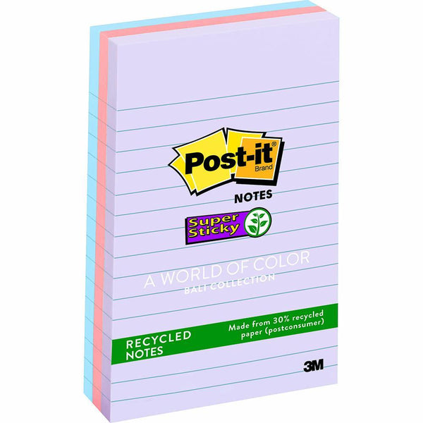 Post-It 660-3Ssnrp Recycled Super Sticky Lined Notes 101 X 152Mm Bali Pack 3 70005250751 - SuperOffice