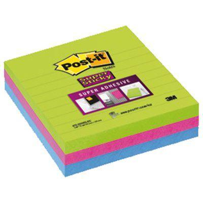 Post-It 6753-Ssmx Super Sticky Lined Notes 101 X 101Mm Ultra Neon Pack 3 AB010578602 - SuperOffice