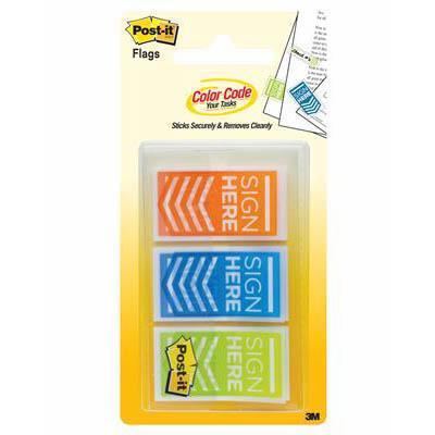 Post-It 682-Sh-Obl Sign Here Flags Orange/Blue/Lime Pack 60 70005255263 - SuperOffice