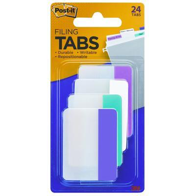 Post-It 686-Pwav Durable Indexing And Filing Tabs 6 Of Each Colour 50 X 38Mm Pink, White, Aqua, Violet 70005121101 - SuperOffice