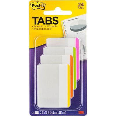 Post-It 686F-1Bb Durable Filing Tabs Flat Bright Colours Pack 24 70071496700 - SuperOffice