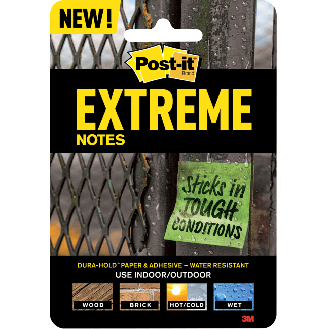 Post-It Extreme Notes 76x76mm Orange/Green/Yellow Pack 3 Super Sticky Water Resistant 70007012068 (1 Pack of 3) - SuperOffice