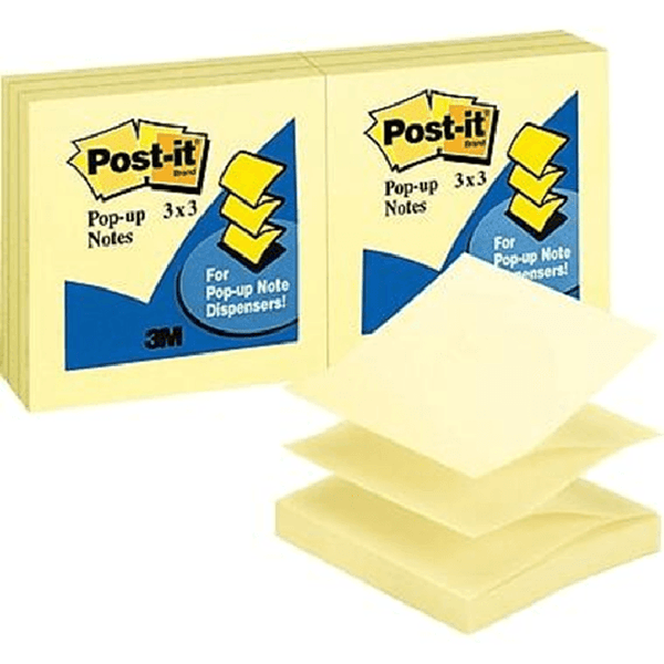 Post-It R330-YY Pop-Up Notes 76x76mm Yellow Pack 12 Pads 70071068814 (12 Pads) - SuperOffice