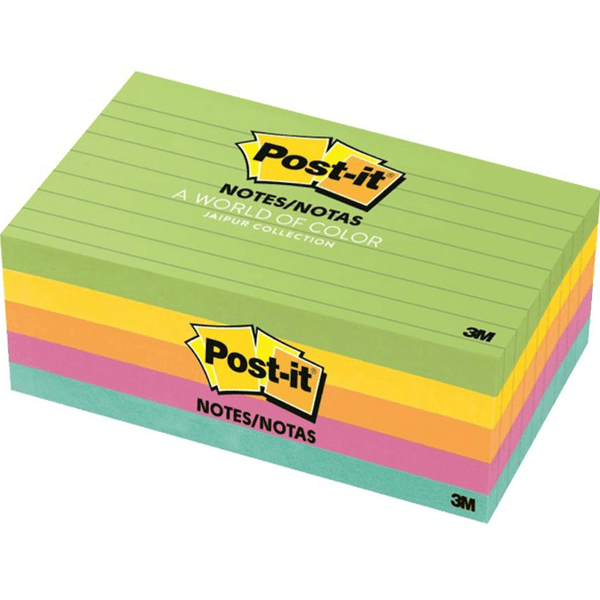 Post-it Sticky Notes Ruled Lines 76x127mm Jaipur Collection Pack 5 Pads 70007062659 - SuperOffice