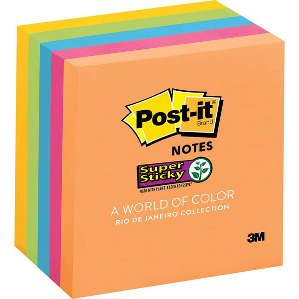 Post-It Super Sticky Notes 76x76mm Rio De Janeiro Colours Square Pack 5 Pads Assorted Colours 70005250959 - SuperOffice