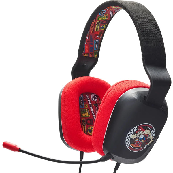PowerA Wired Stereo Headset Headphones Nintendo Switch Mario Kart Rivals Black Red NSHS0398-01 - SuperOffice