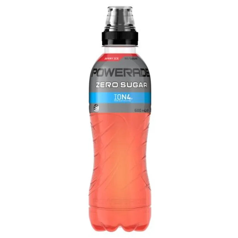 Powerade Berry Ice Zero Sugar ION4 Sports Drink Electrolytes 600ml Pack 12 Carton Bulk 339145 (Berry Ice Zero) - SuperOffice