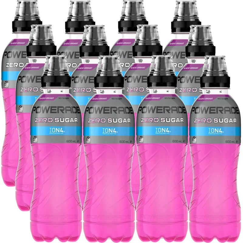 Powerade Blackcurrant Zero Sugar ION4 Sports Drink Electrolytes 600ml Pack 12 Carton Bulk 365536 (Blackcurrant Zero) - SuperOffice