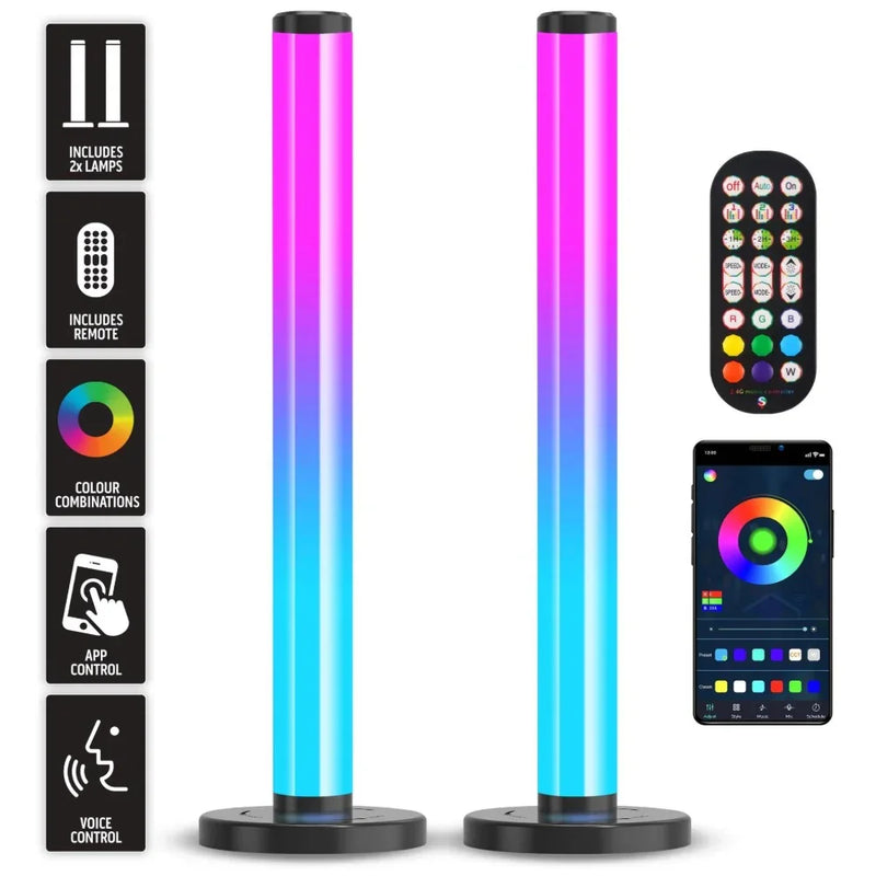 Powerwave 360 Degree RGB Desktop Gaming Lamps Pair with Remote 168090 - SuperOffice