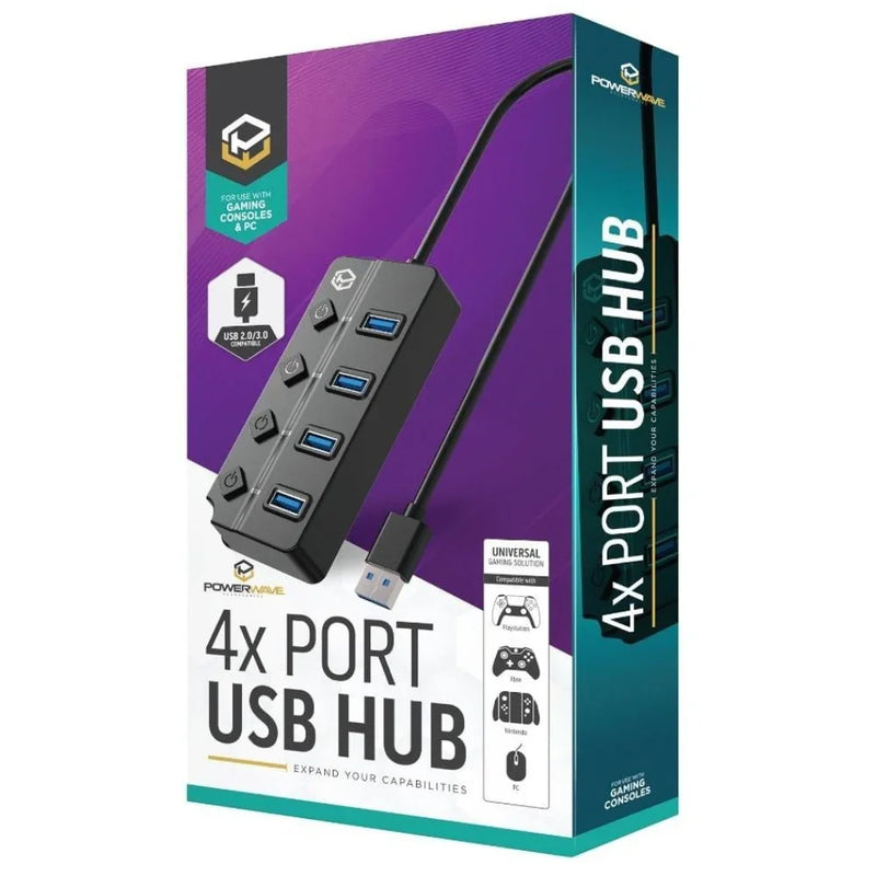 Powerwave 4 Port USB 3.0 Hub Black 166595 - SuperOffice