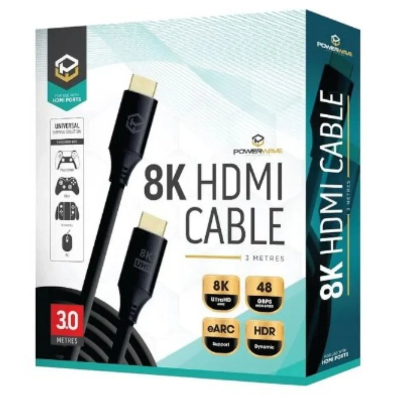 Powerwave 8K HDMI Cable 3M for PlayStation PC Xbox Nintendo Switch Black 166594 - SuperOffice