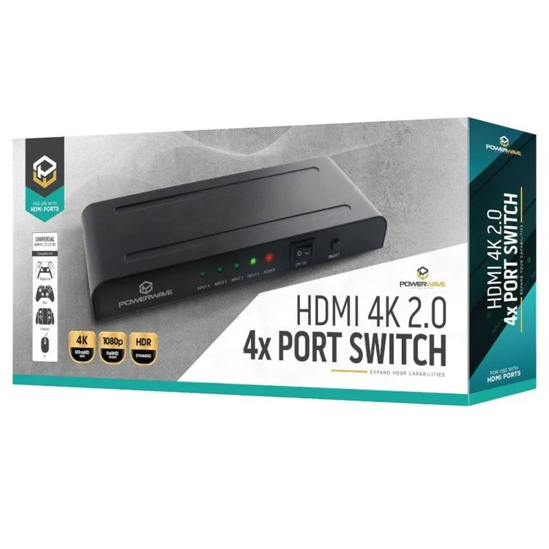 Powerwave HDMI 4K 2.0 4 Port Switch Black 166596 - SuperOffice