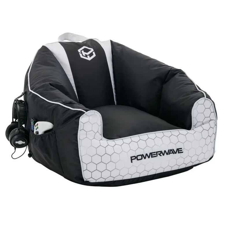 Powerwave PUFF Gaming Bean Bag Chair White 165693 - SuperOffice