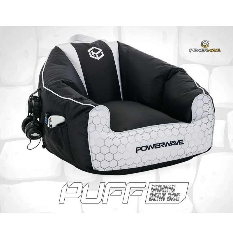 Powerwave PUFF Gaming Bean Bag Chair White 165693 - SuperOffice