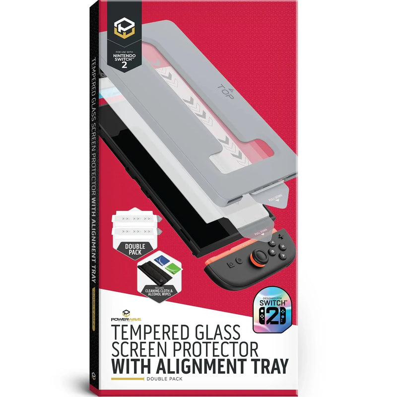 Powerwave Tempered Glass Screen Protector Alignment Tray Double Pack Nintendo Switch 2 170818 - SuperOffice