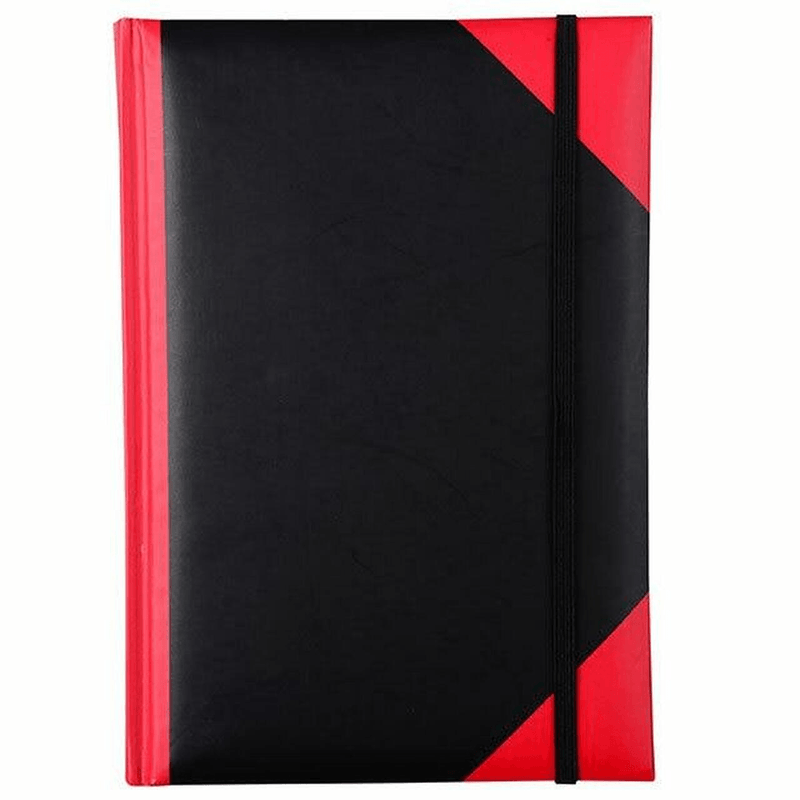 Premium Cumberland Black Red Notebook Casebound Ruled Elastic Closure 200 Leaf A5 3002 - SuperOffice