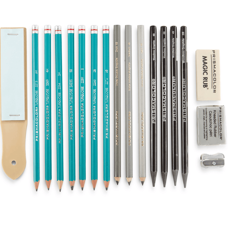 Prismacolor 18pc Graphite Sketching Pencils Eraser Sharpener Tin Set 24261 - SuperOffice