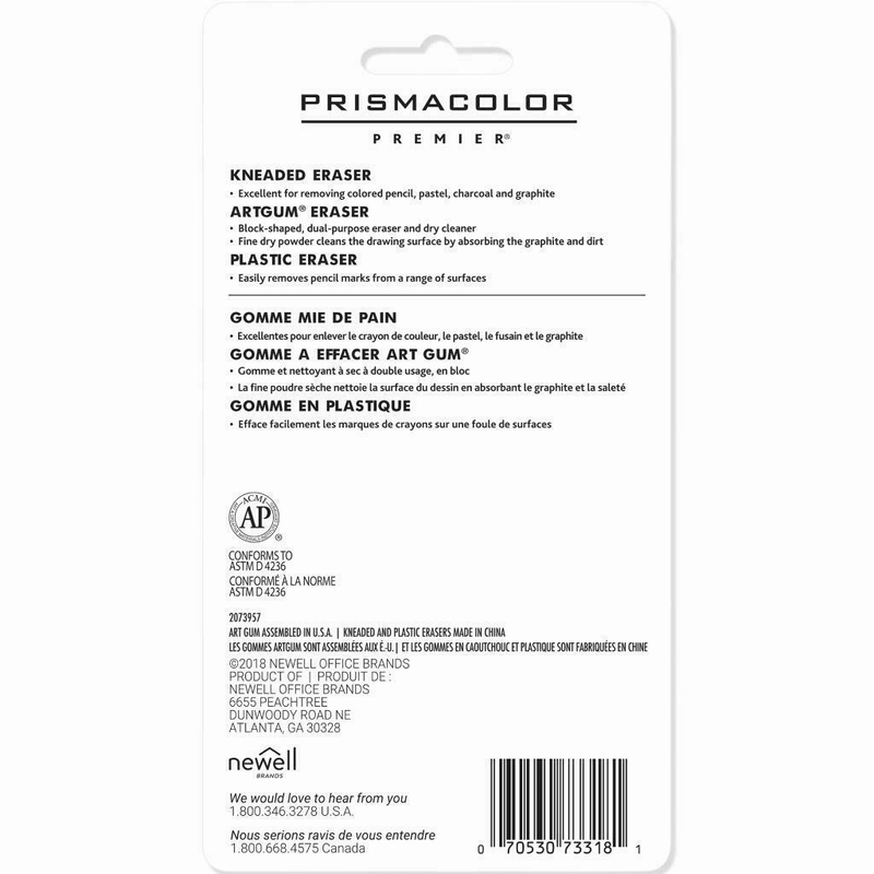 Prismacolor Premier 3 Pack Eraser Kneadable Artgum Plastic Rubbers 73318 - SuperOffice