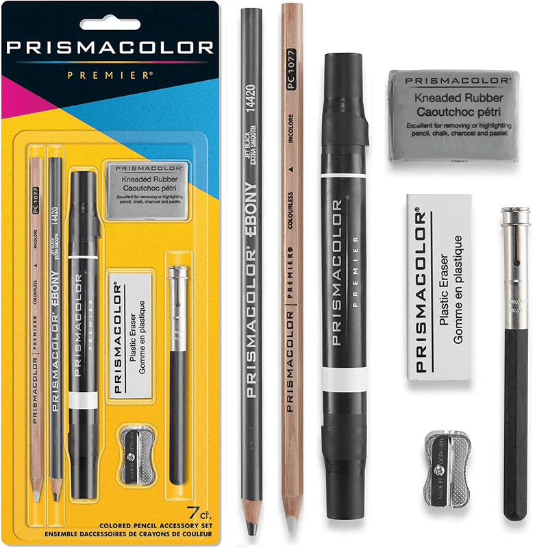 Prismacolor Premier 7pc Art Accessory Set Blender Pencil Pen Eraser Extender Ebony Graphite 3750 - SuperOffice