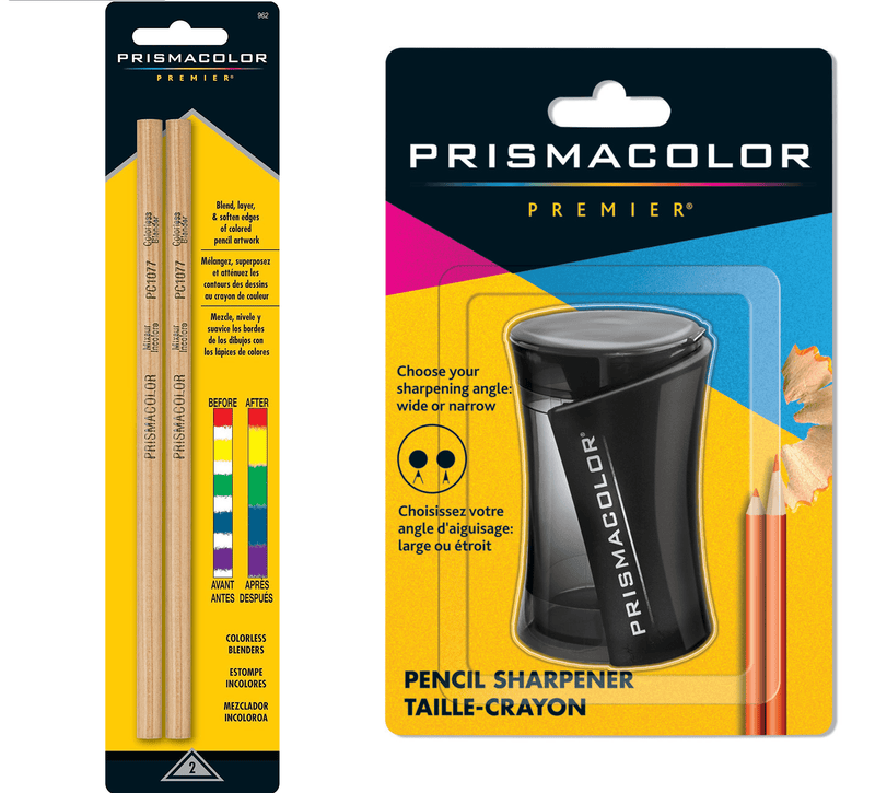 Prismacolor Premier Blender Colourless Clear Pencils Blending Duo Sharpener Canister Bundle 1786520 + PC962 - SuperOffice