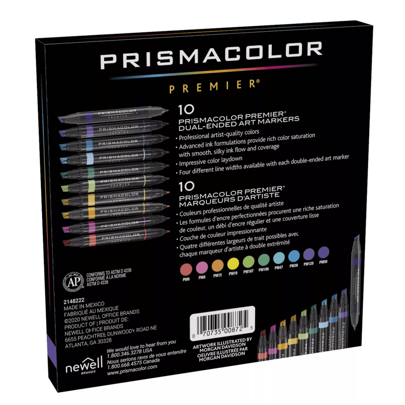 Prismacolor Premier Double Sided Art Markers Fine Chisel Tip Dual End Pack 10 PM2138238 - SuperOffice