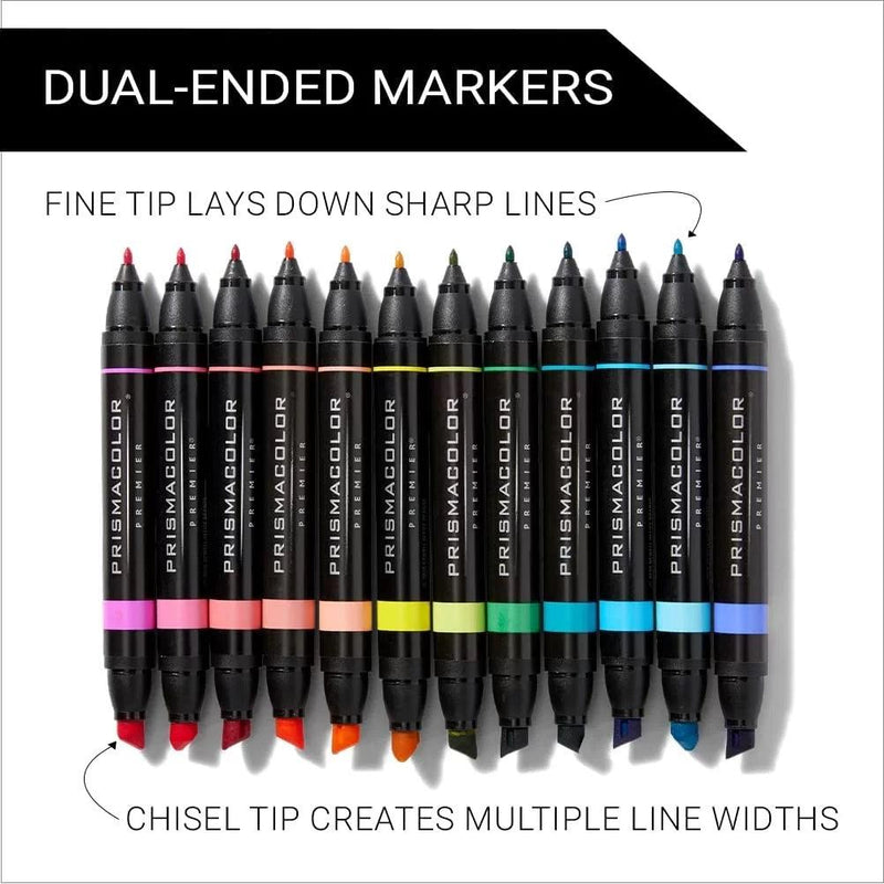 Prismacolor Premier Double Sided Hyper Brights Art Markers Brush Chisel Tip Dual End 12 Pack PM2173307 - SuperOffice