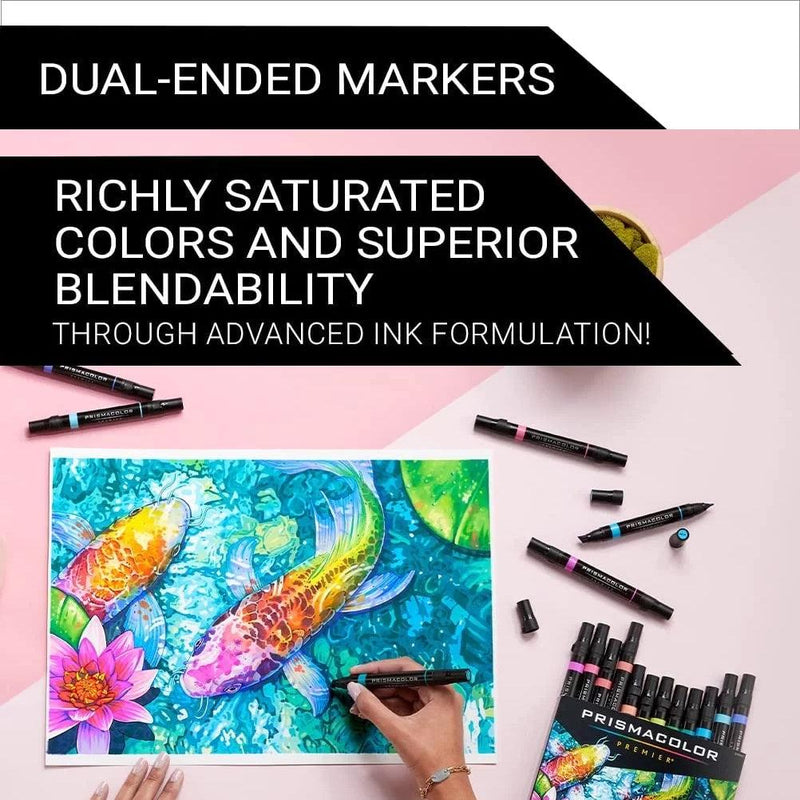 Prismacolor Premier Double Sided Hyper Brights Art Markers Brush Chisel Tip Dual End 12 Pack PM2173307 - SuperOffice