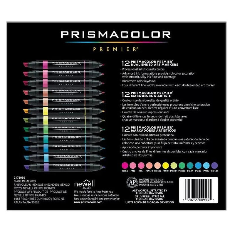 Prismacolor Premier Double Sided Hyper Brights Art Markers Brush Chisel Tip Dual End 12 Pack PM2173307 - SuperOffice