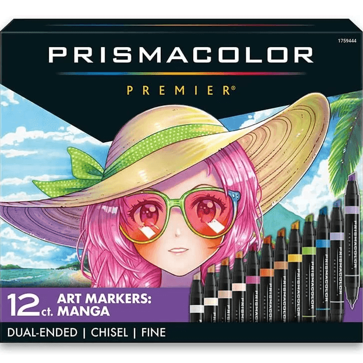 Prismacolor Premier Double Sided Manga Art Markers Brush Chisel Tip Dual End 12 Pack PM1759444 - SuperOffice