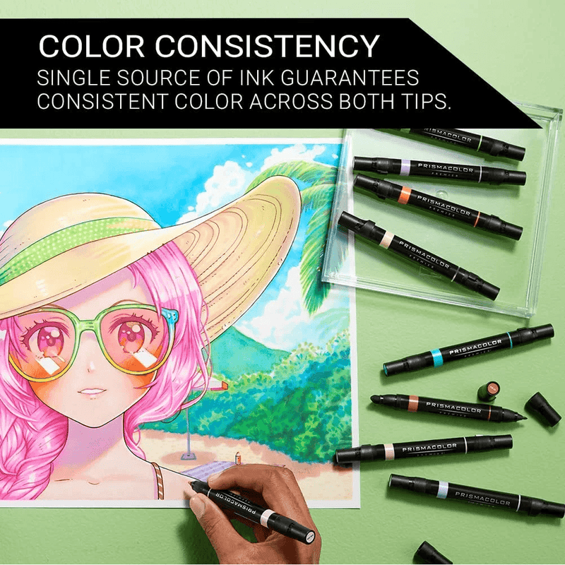 Prismacolor Premier Double Sided Manga Art Markers Brush Chisel Tip Dual End 12 Pack PM1759444 - SuperOffice